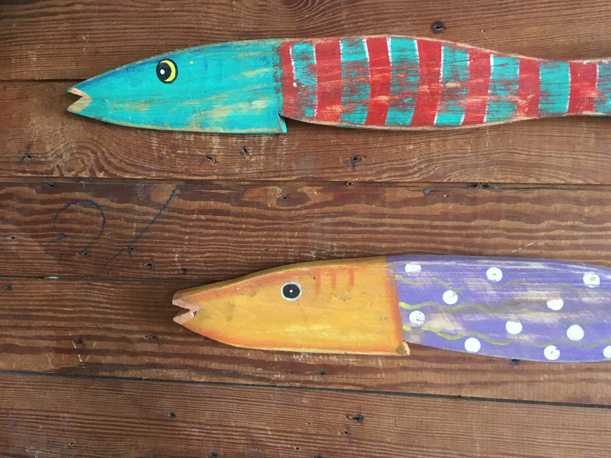 Recycled Wood Island Art Fish - Set of Four – Island Love Story